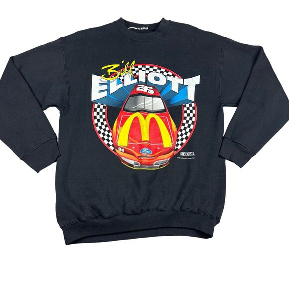 Vintage NASCAR Bill Elliott 1995 McDonalds Black Crewneck Sweatshirt Size XL - Picture 1 of 6